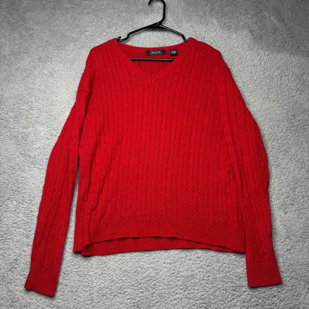 Crystal Kobe Sweater Women’s Large Red Knit Long Sleeve